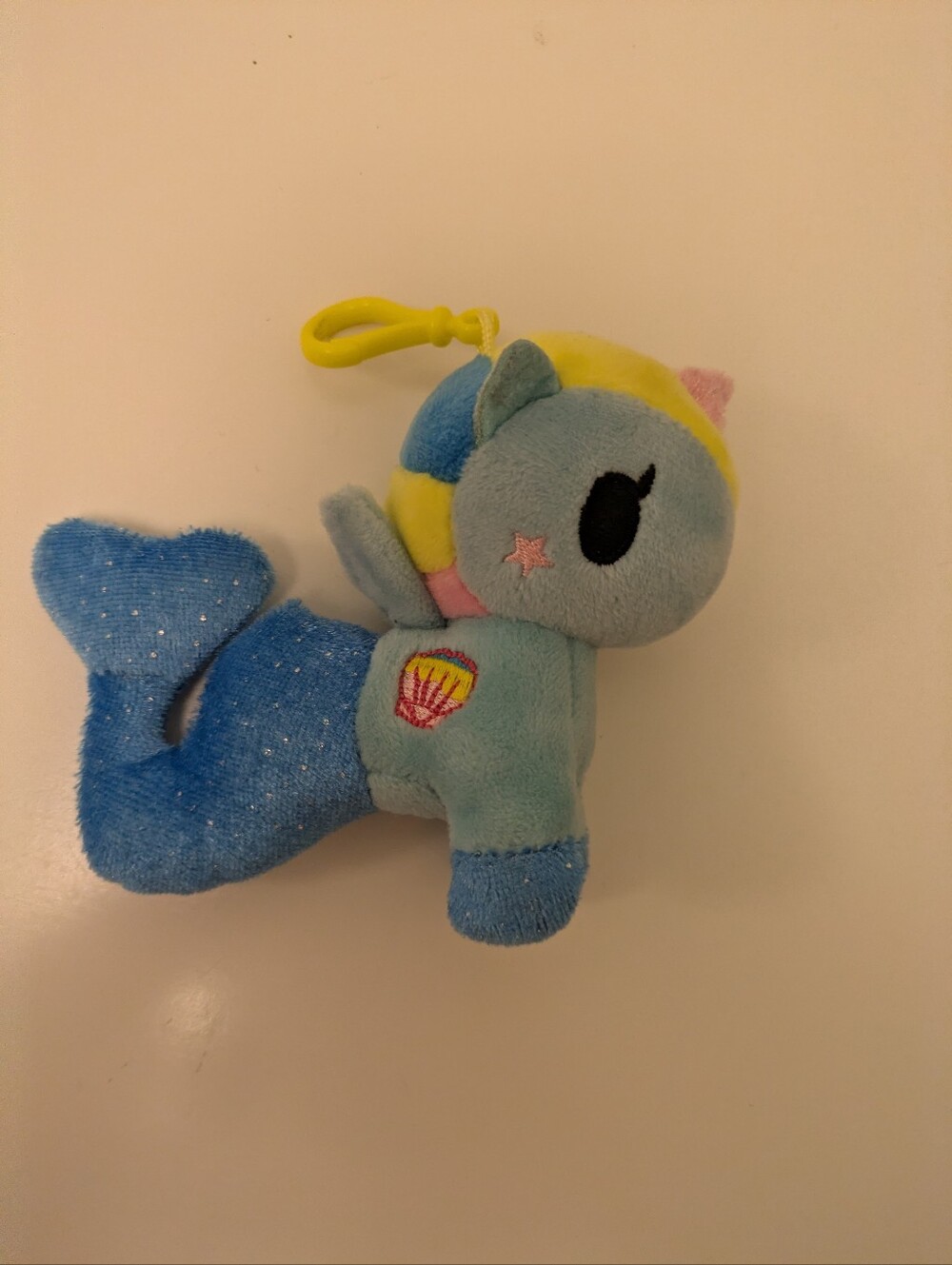 tokidoki Mermaid Cat Clip-On Toy in Blue, Yellow, Pink